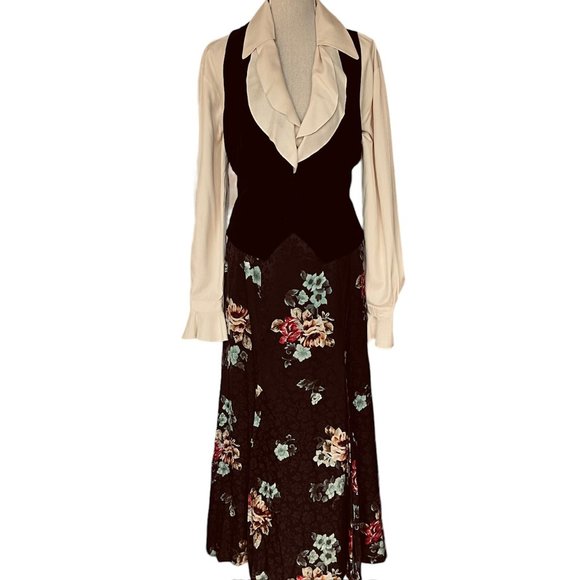 Jones New York Black Silk Floral Maxi Skirt Size 10 - Picture 4 of 12